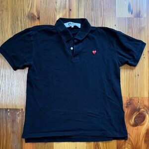 Comme des Garcons PLAY Black Polo with Red Heart